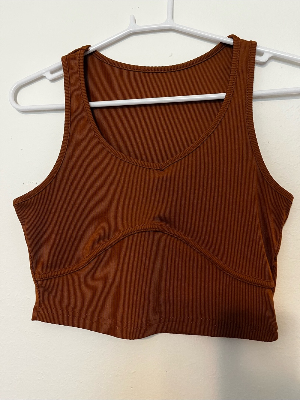 Women's Ribbed Crop Tank Top - Burnt Orange